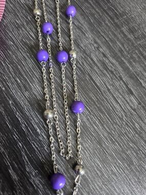 paparazzi Purple and Silver Beaded Layered Necklace